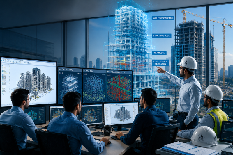 Eminent BIM engineering team collaborating on Revit models