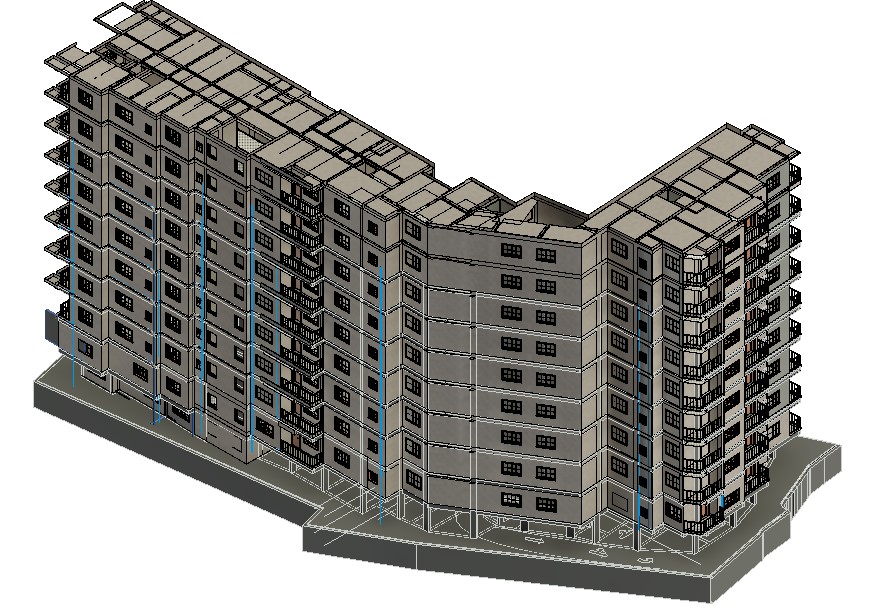 LOD 500 BIM Model rendering for Sky Lane Infra Height commercial high-rise using Revit and Navisworks